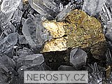 chalkopyrit, křišťál